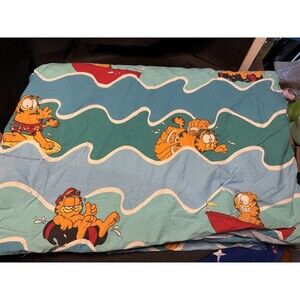 Vintage Garfield Cat Twin Quilted Homemade Comforter 62x88” 1978 **READ**